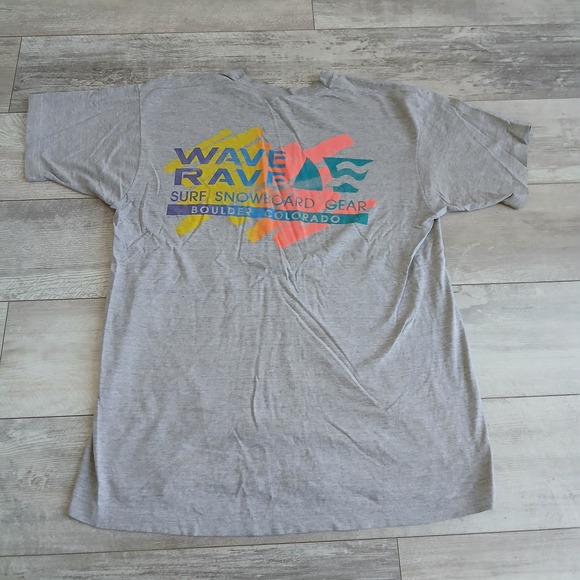 VTG Wave Rave Surf Snowboard Gear Boulder Colorado T Shirt XL 90s USA Made *Hole - Picture 1 of 12